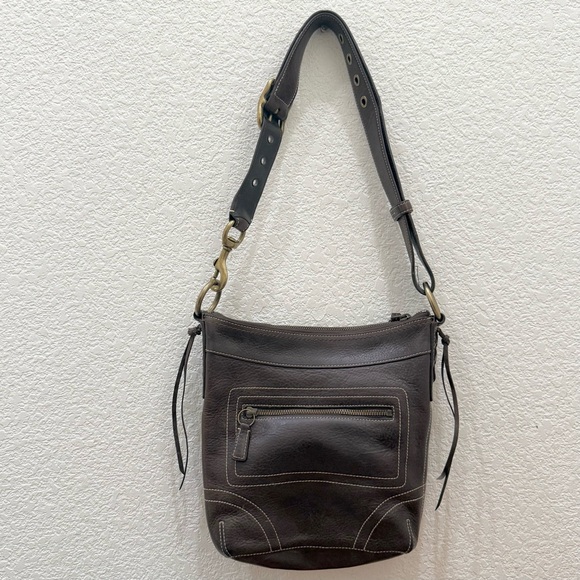 Vintage Y2K COACH 10398 Dark Brown Leather Bleecker Slim Shoulder Crossbody Bag - Picture 8 of 16